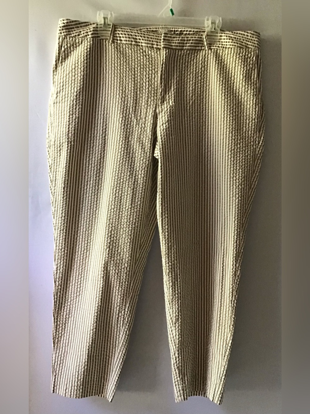 473 a new day WoMen's Tan & White Seersucker Chinos